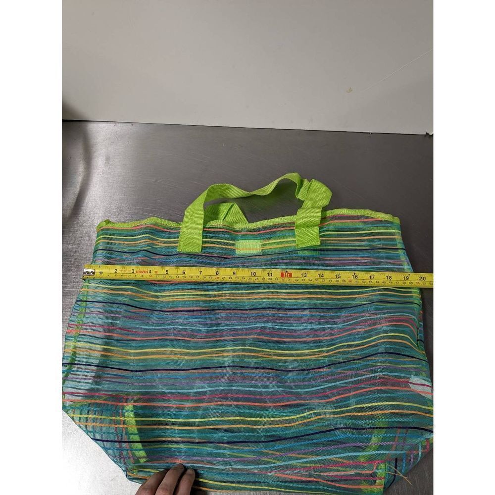 Green Rainbow Beach Shopping Tote Shoulder Bag Large 20"X16" with Smaller Matchi - Picture 6 of 12